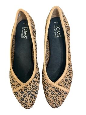 TOMS Katie Pointed Toe Knit Leopard Flats Women’s Size 7